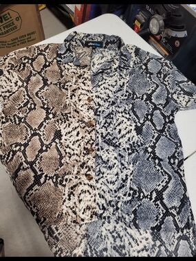 Alice Blue Women's Snake Print Button Down Shirt - Brown & Gray